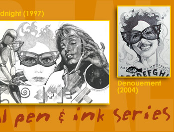 One of many surreal pen & ink pics on display in these online art galleries.